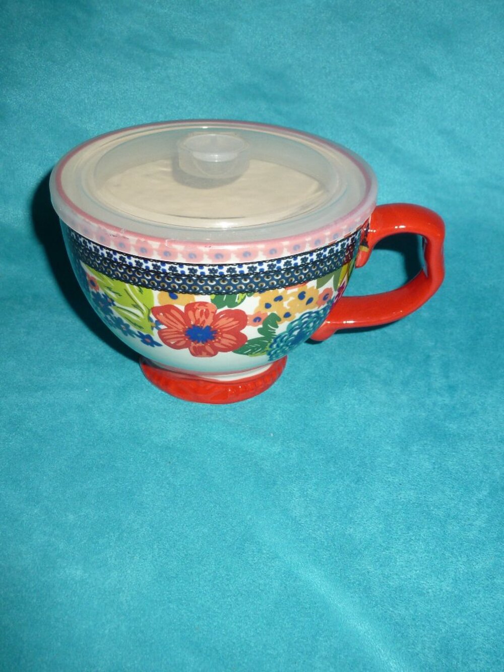 The Pioneer Woman Dazzling Dahlias Mug with Lid~ Coffee, Soup Ect Stoneware